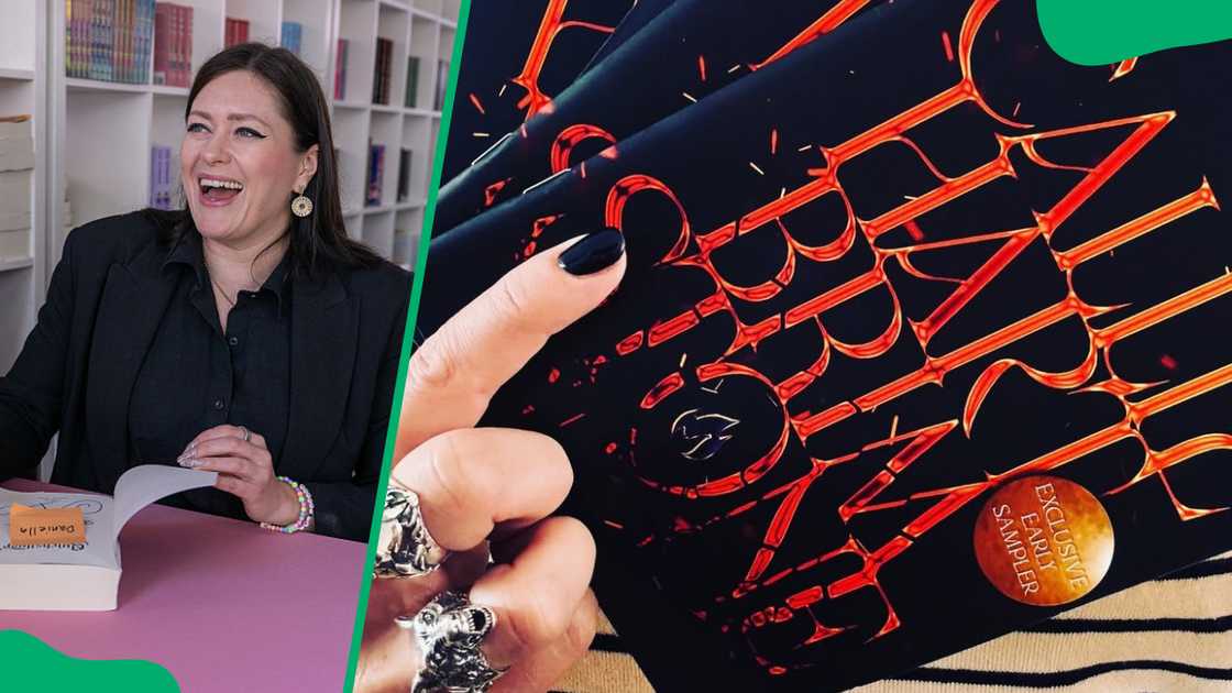 Callie Hart at the University of Southern California in 2025 (L). The author's new book, Brimstone (R) Callie Hart at the University of Southern California in 2025 (L). The author's new book, Brimstone (R)