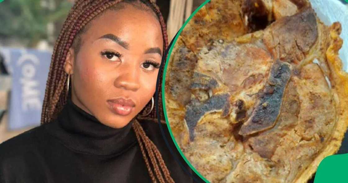 Woman reacts to eating pork Woman reacts to eating pork