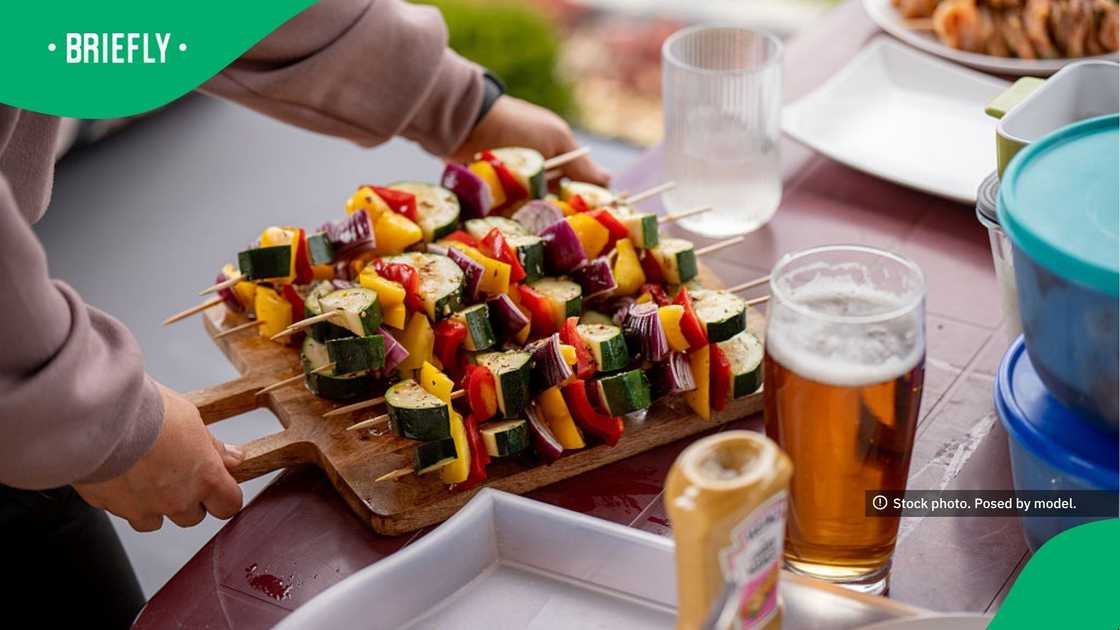 The visual showed food ready for a bbq