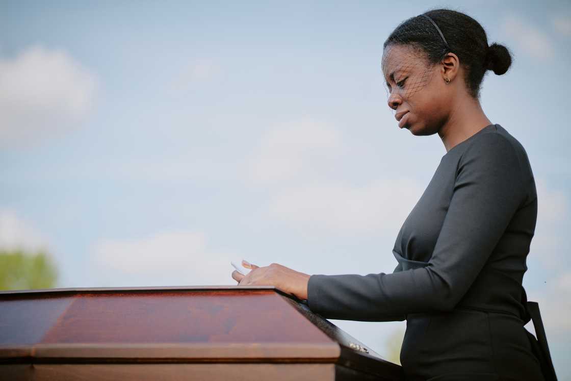 A woman during a funeral