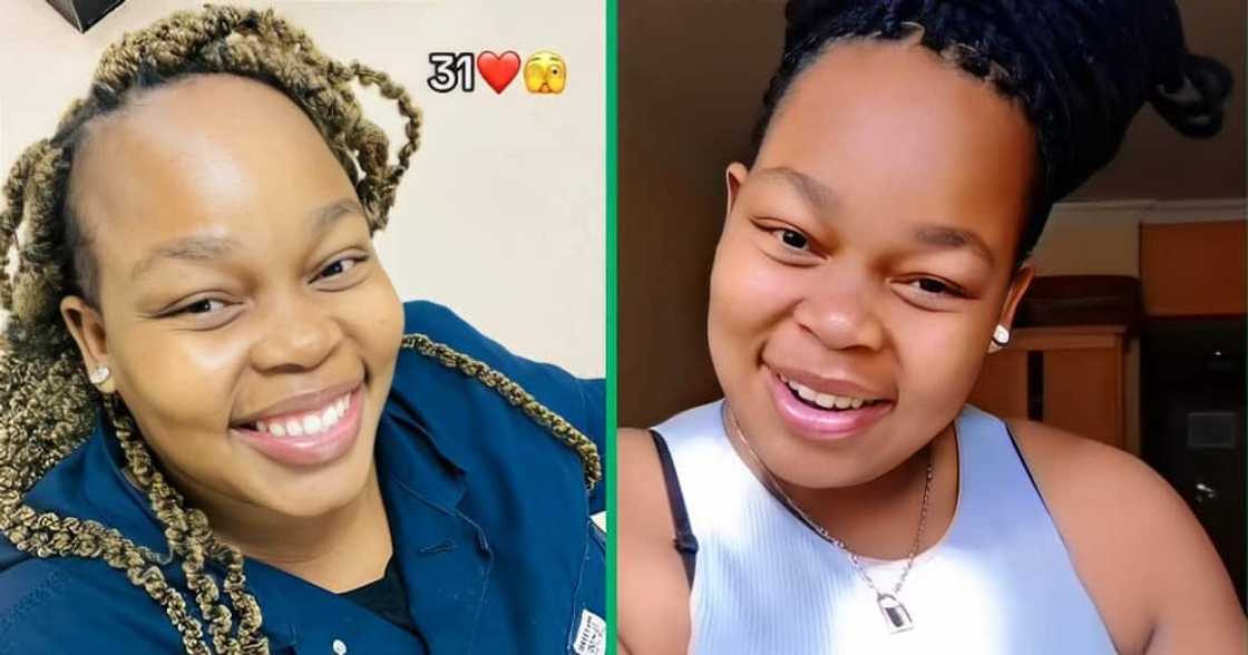 A TikTok video shows a woman speaking about her skin condition. A TikTok video shows a woman speaking about her skin condition.