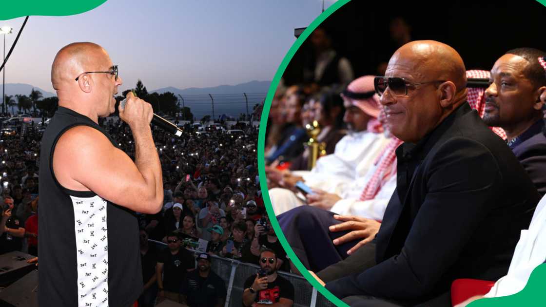 Vin Diesel performs at the FuelFest at the Irwindale Speedway (L) and attends The Red Sea International Film Festival 2024 (R) Vin Diesel performs at the FuelFest at the Irwindale Speedway (L) and attends The Red Sea International Film Festival 2024 (R)