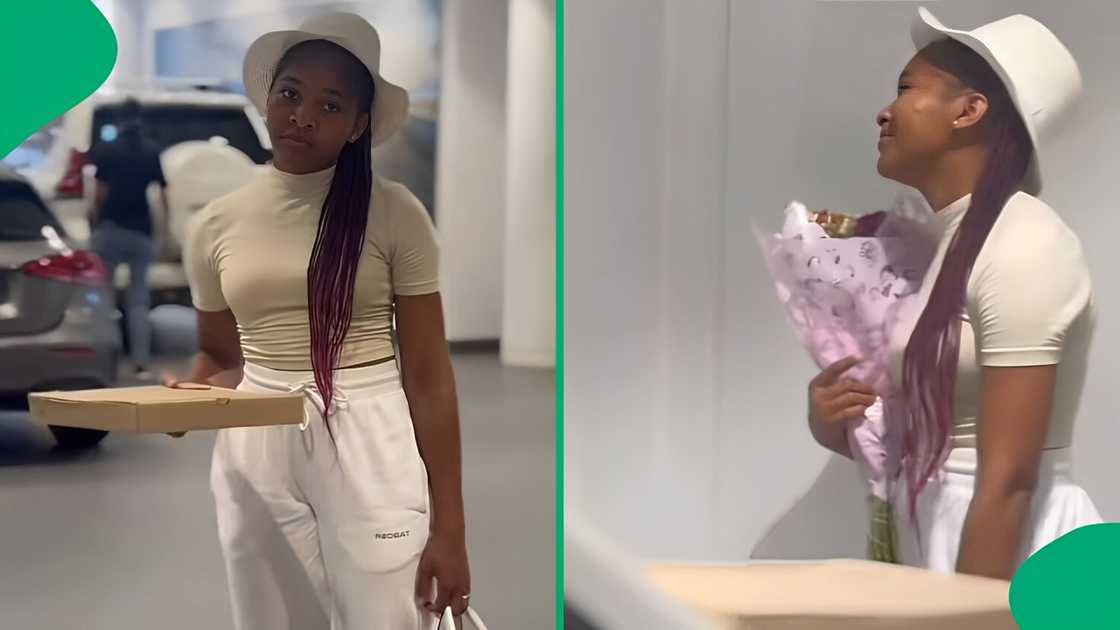 A TikTok video shows a woman being surprised by her husband with her dream car. A TikTok video shows a woman being surprised by her husband with her dream car.