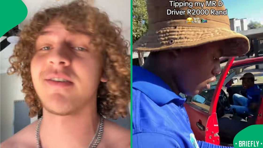 The screenshot on the left showed the driver's reaction after getting a R2,000 tip