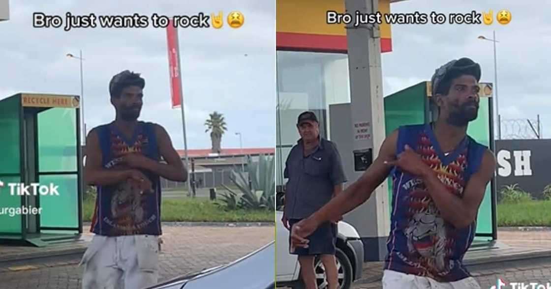 Man dances and public without a care in the world Man dances and public without a care in the world