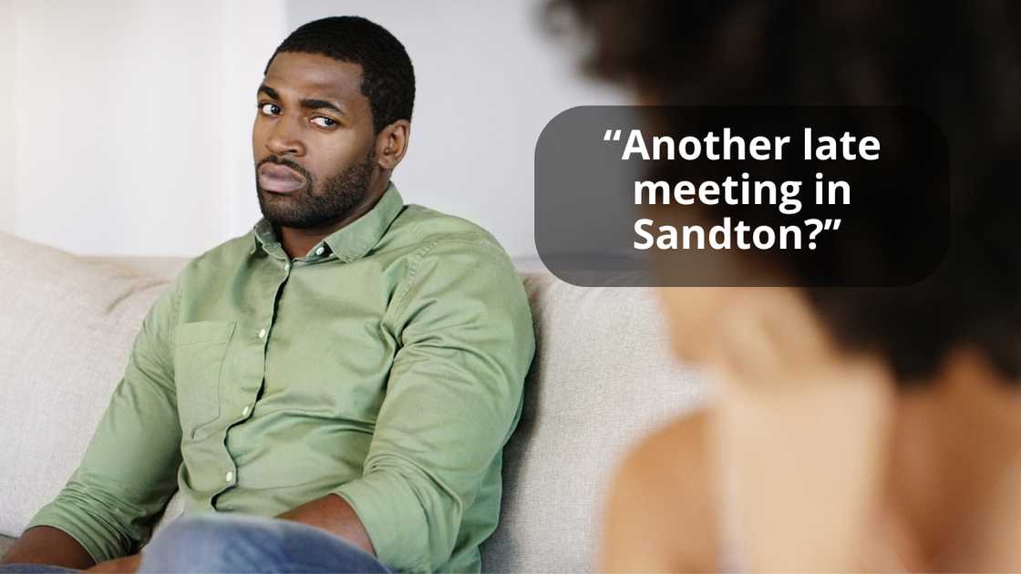 A young married couple having a disagreement at home