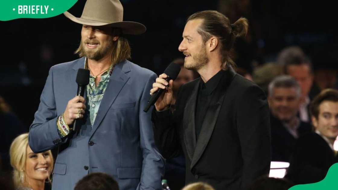 Brian Kelley and Tyler Hubbard of Florida Georgia Line during the 55th annual Country Music Association Awards in 2021 (L-R) Brian Kelley and Tyler Hubbard of Florida Georgia Line during the 55th annual Country Music Association Awards in 2021 (L-R)