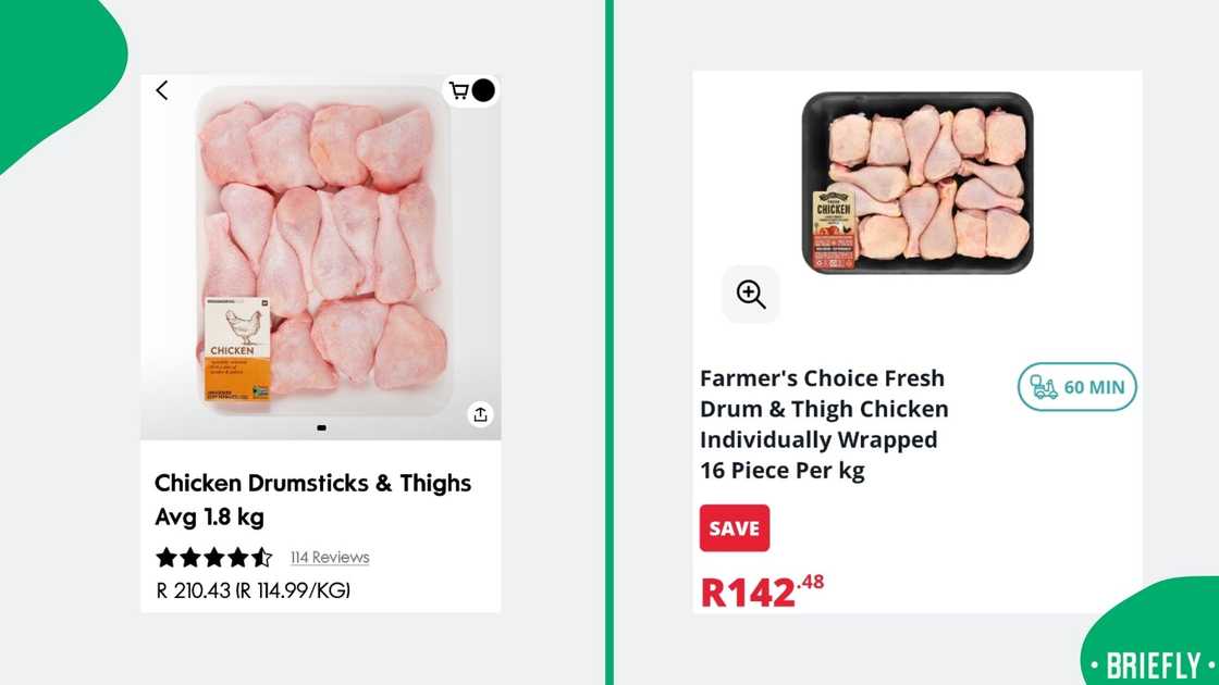 Trays of chicken drumsticks and thighs Trays of chicken drumsticks and thighs