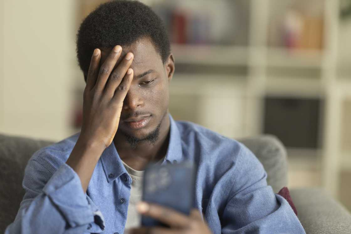 A frustrated man making a call