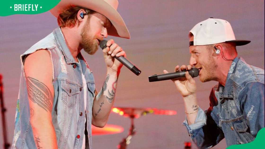 Tyler Hubbard and Brian Kelley during the 2019 iHeartCountry Festival at The Frank Erwin Center Tyler Hubbard and Brian Kelley during the 2019 iHeartCountry Festival at The Frank Erwin Center