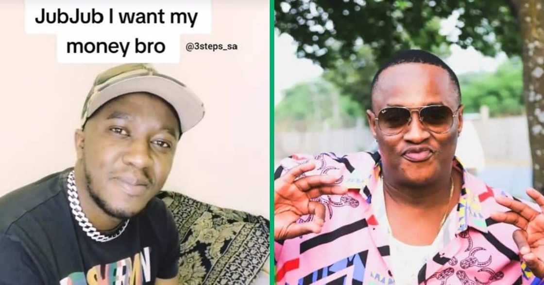 Jub Jub is being accused of scamming University of Johannesburg Zethembe Nkosi's money from his hit song 'Ngiyaz'fela'. Jub Jub is being accused of scamming University of Johannesburg Zethembe Nkosi's money from his hit song 'Ngiyaz'fela'.