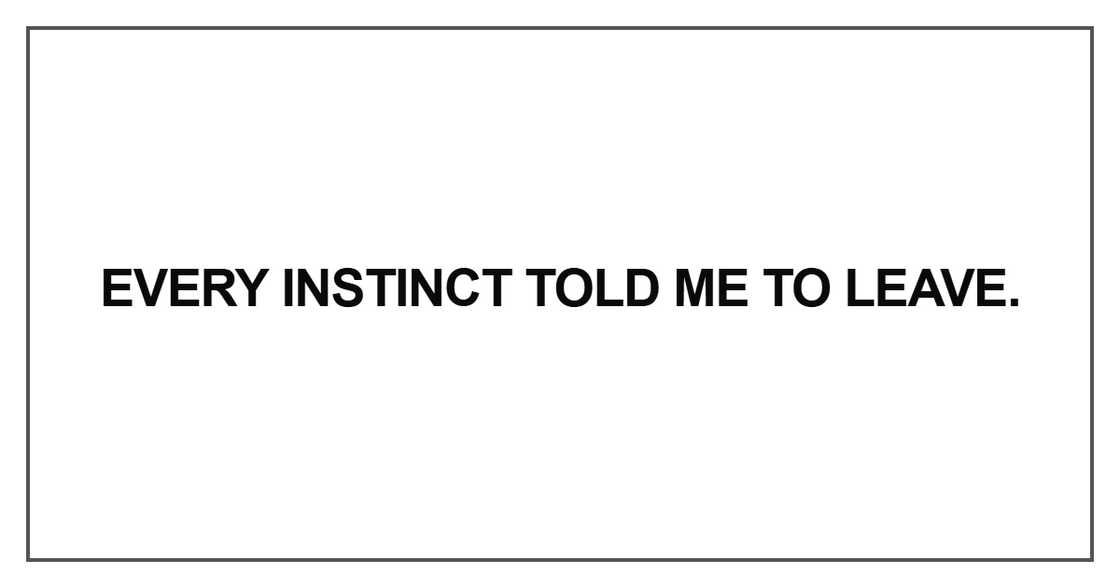 Every instinct told me to leave Every instinct told me to leave