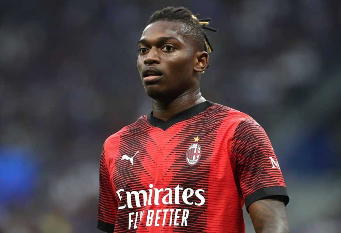 Rafael Leao at Stadio Giuseppe Meazza in Milan, Italy. Rafael Leao at Stadio Giuseppe Meazza in Milan, Italy.