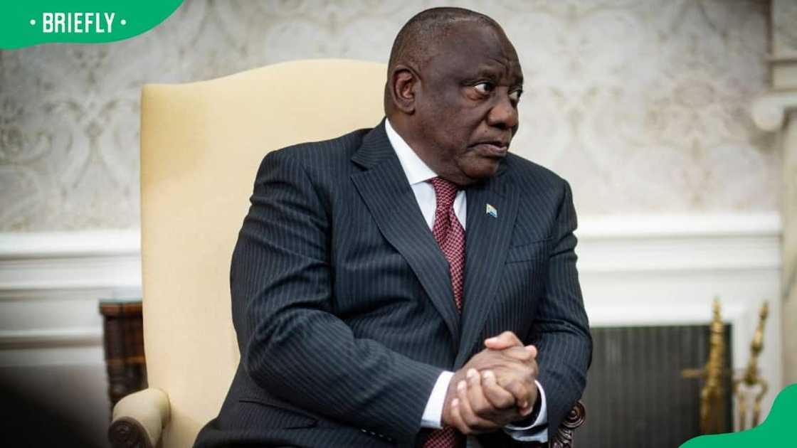 South African President Cyril Ramaphosa during a bilateral meeting with U.S. President Joe Biden in the Oval Office of the White House in 2022