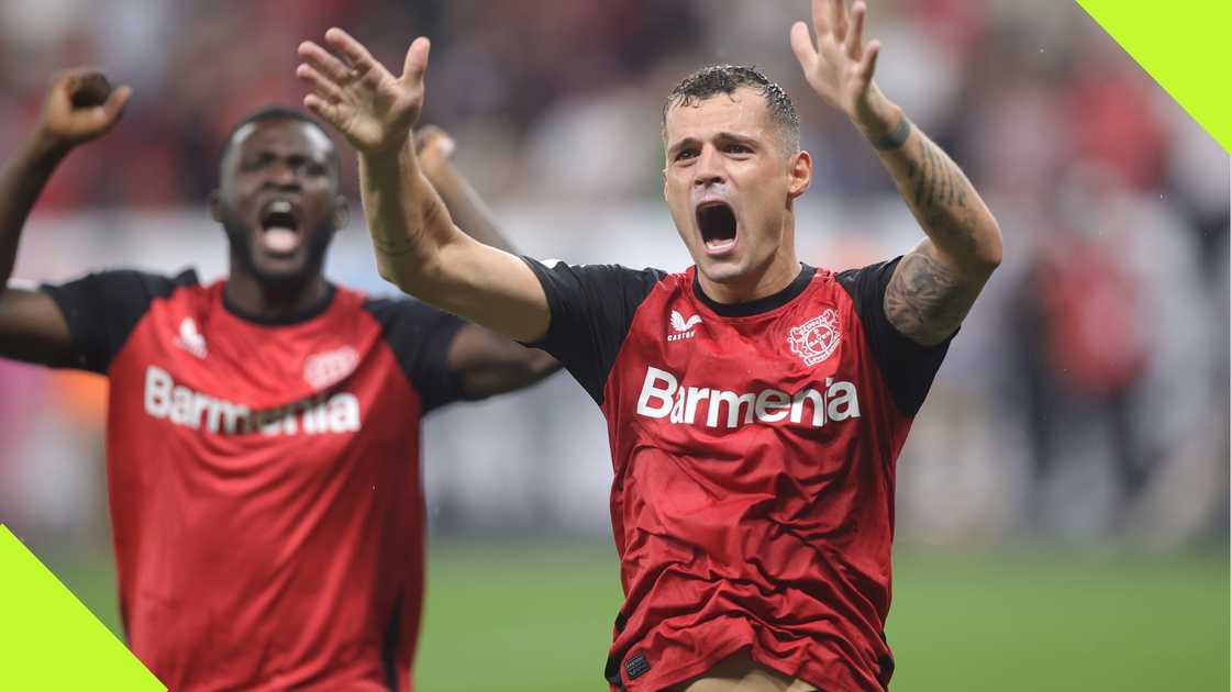 Granit Xhaka scores Puskas Award contender for Leverkusen with long range drive.