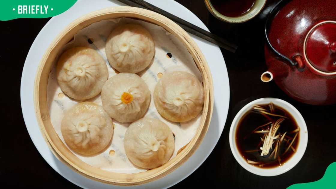Pork Soup Dumplings in a steam basket Pork Soup Dumplings in a steam basket