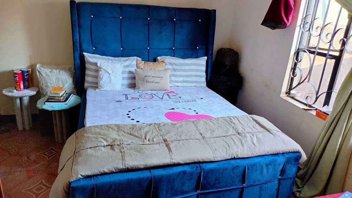 Creative woman shows off her bedroom. Creative woman shows off her bedroom.