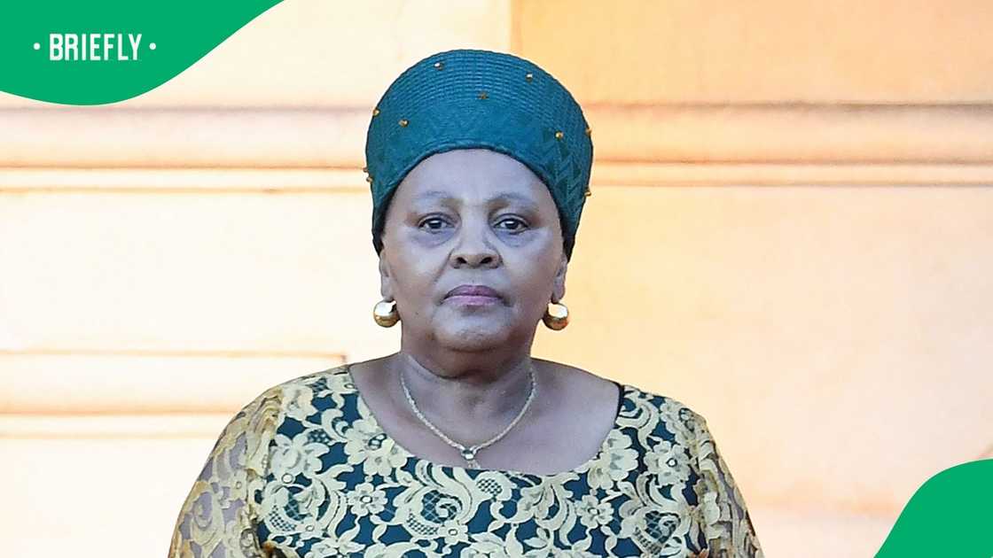A photo taken on on February 8, 2024, shows former Speaker of the National Assembly of South Africa Nosiviwe Mapisa-Nqakula attending the state of the nation address at the City Hall in Cape Town