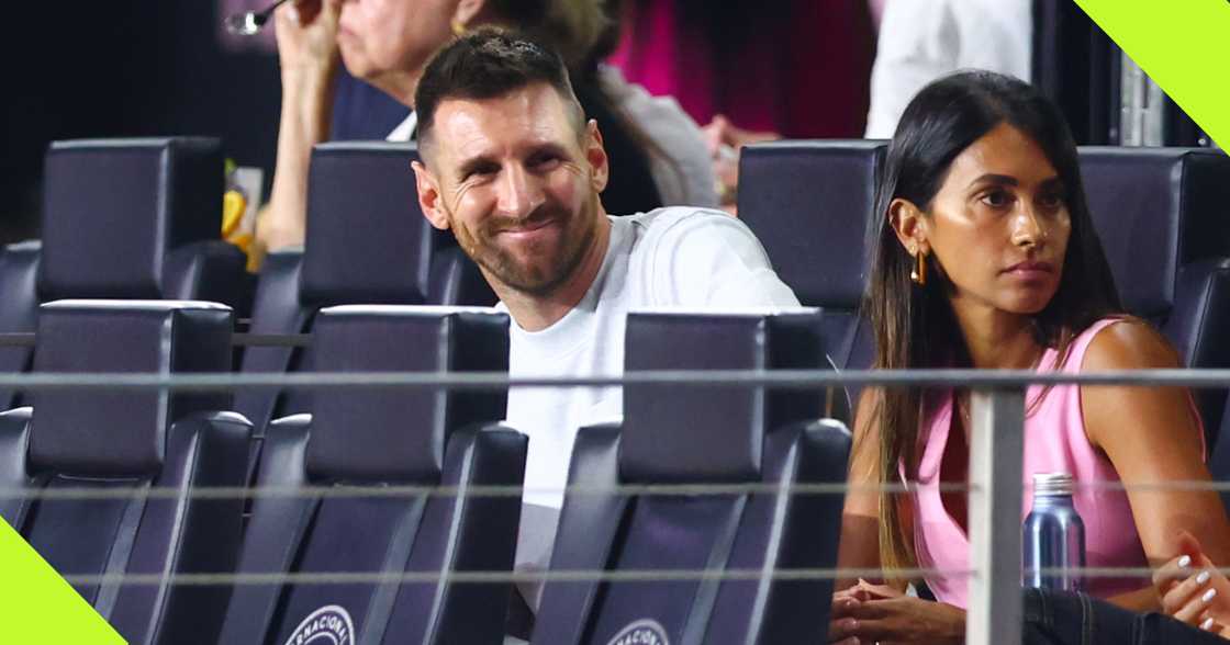 Lionel Messi and his wife watching Inter Miami vs Toronto.