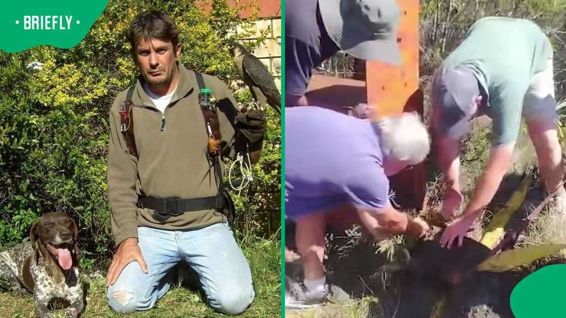 A group of wildlife rehabbers rescued an aardvark from a deep hole. A group of wildlife rehabbers rescued an aardvark from a deep hole.