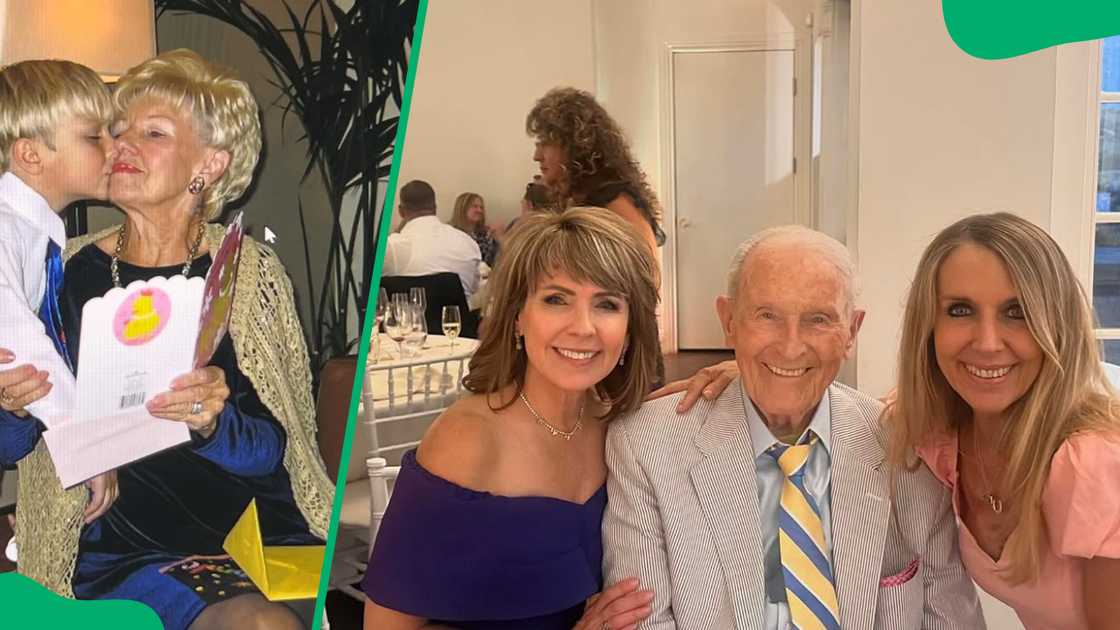 Tanner Feith with his grandmother, Jackie (L). Kim and Keri with their father Frank (R)