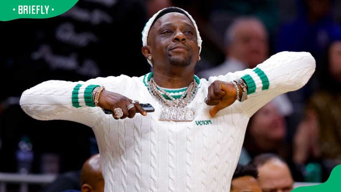 Boosie Badazz attending the game between the Orlando Magic and Atlanta Hawks