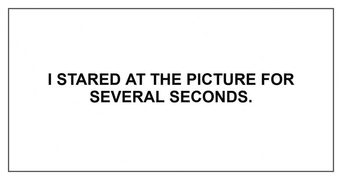 I stared at the picture for several seconds. I stared at the picture for several seconds.