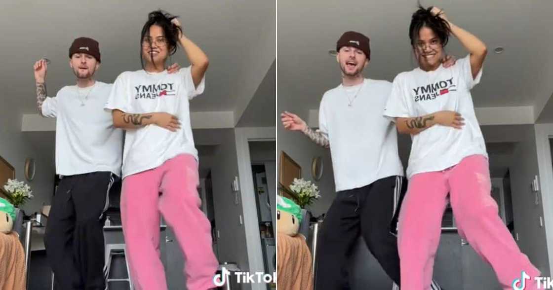 Man teaches girlfriend how to dance to amapiano Man teaches girlfriend how to dance to amapiano