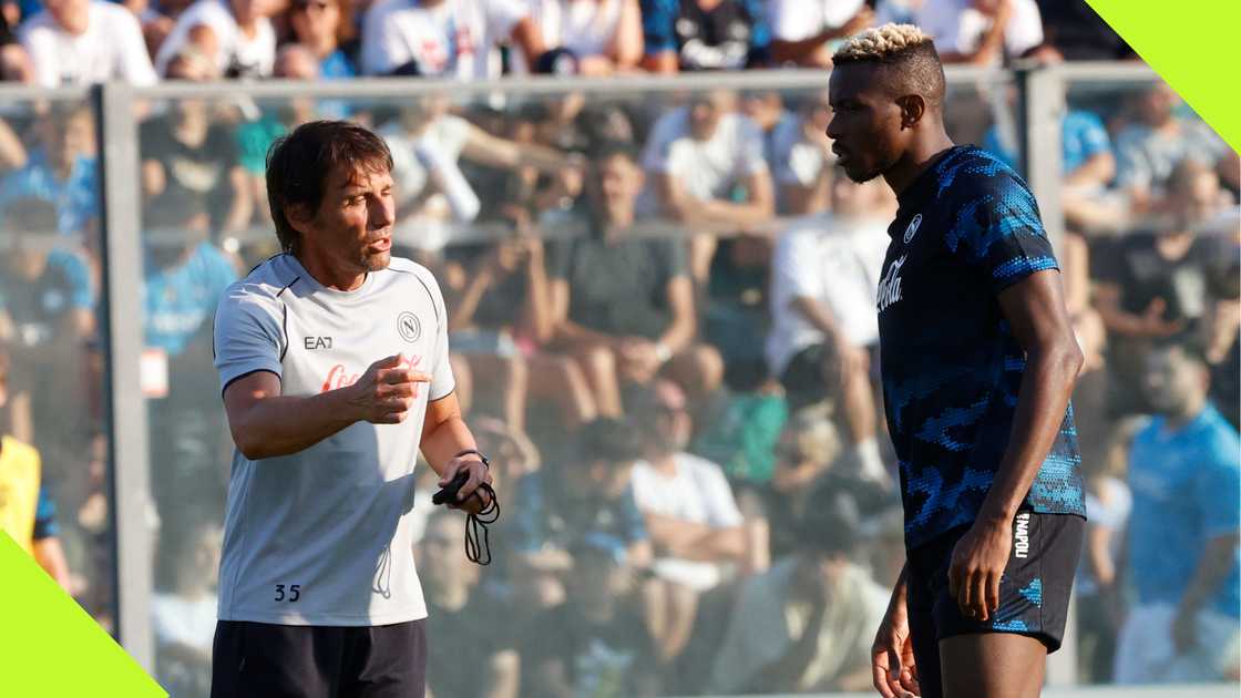 Victor Osimhen and Antonio Conte at Napoli's pre-season training.