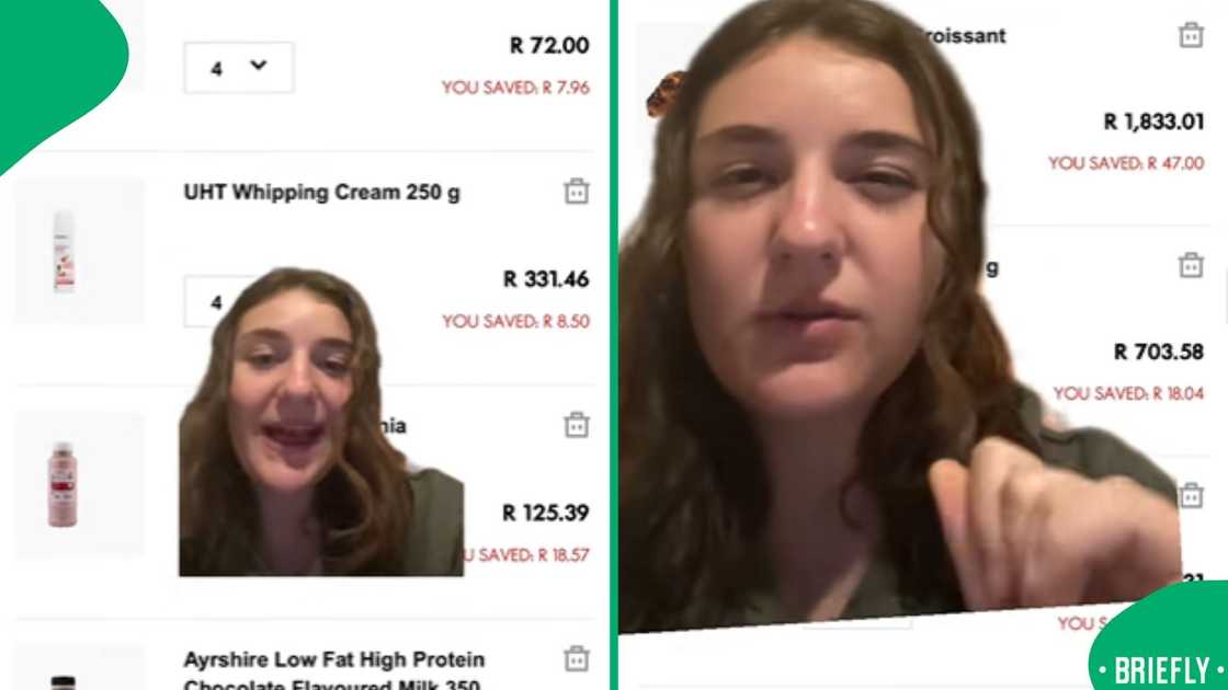 The visual on the right showed the total amounts on her orders