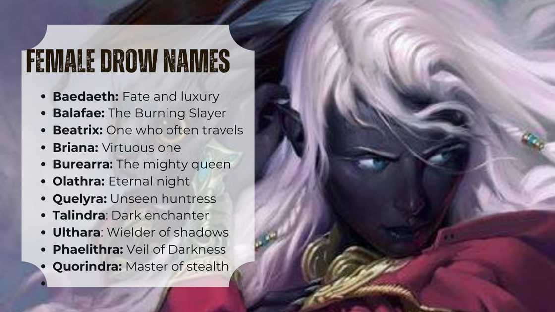 Best female drow names Best female drow names