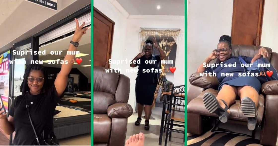 Sisters buy mom new sofas Sisters buy mom new sofas