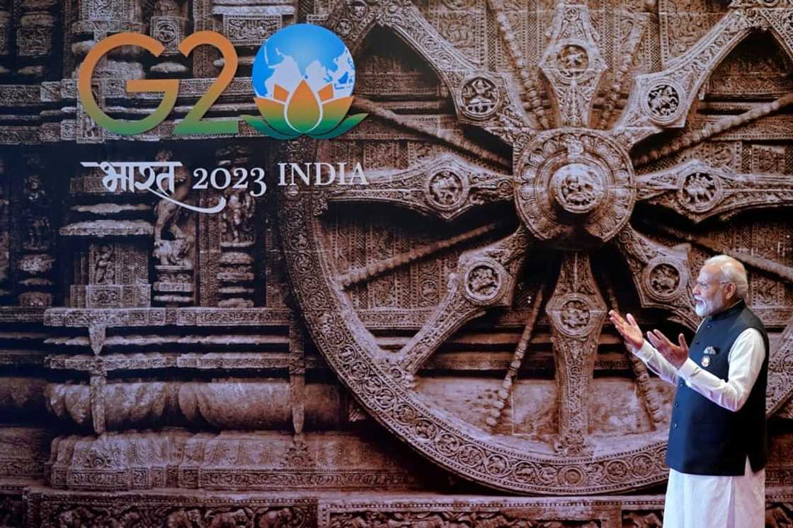 India's Prime Minister Narendra Modi gestures upon the arrival of US President Joe Biden (not pictured) ahead of the G20 Leaders' Summit in New Delhi India's Prime Minister Narendra Modi gestures upon the arrival of US President Joe Biden (not pictured) ahead of the G20 Leaders' Summit in New Delhi