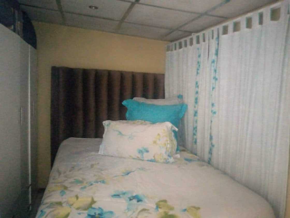 Lady shows off her bedroom. Lady shows off her bedroom.