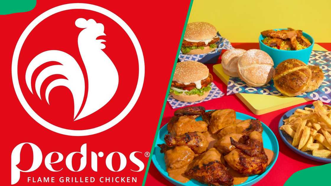 Pedros' logo and samples of meals offered on the restaurant's menu