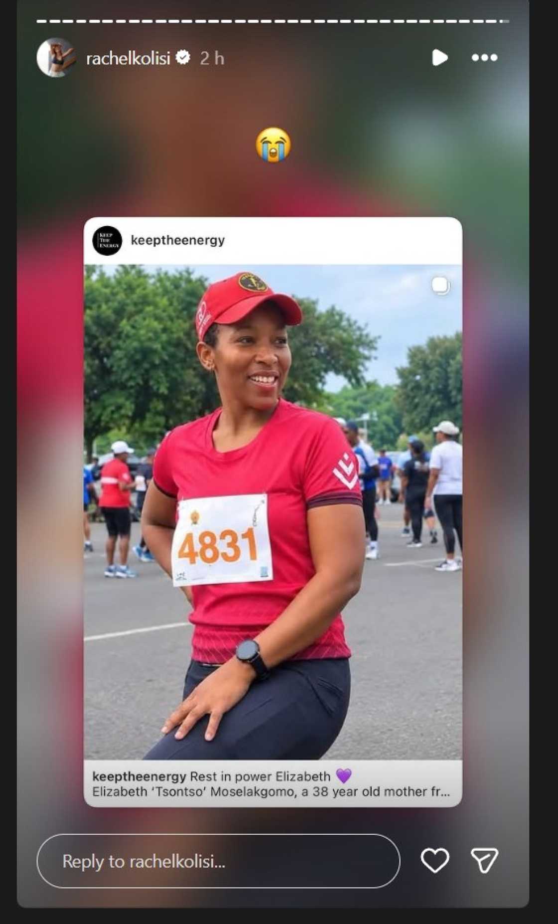 Rachel Kolisi heartbroken after missing runner Elizabeth Moselakgomo’s body is identified Rachel Kolisi heartbroken after missing runner Elizabeth Moselakgomo’s body is identified