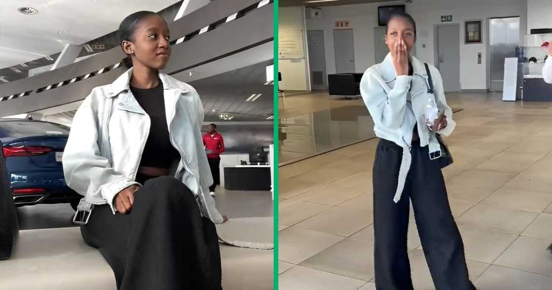 Woman gets new car at at Sandton dealership Woman gets new car at at Sandton dealership