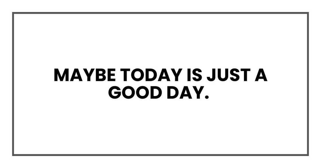 Maybe today is just a good day. Maybe today is just a good day.