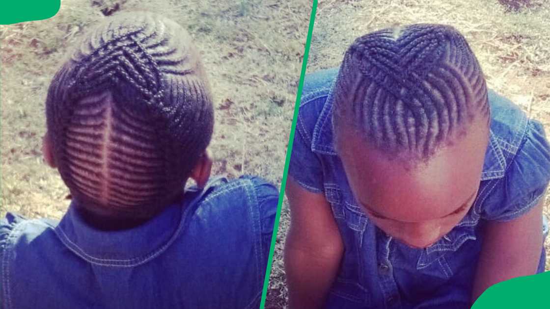 A kid with with sleek straight-back cornrow A kid with with sleek straight-back cornrow