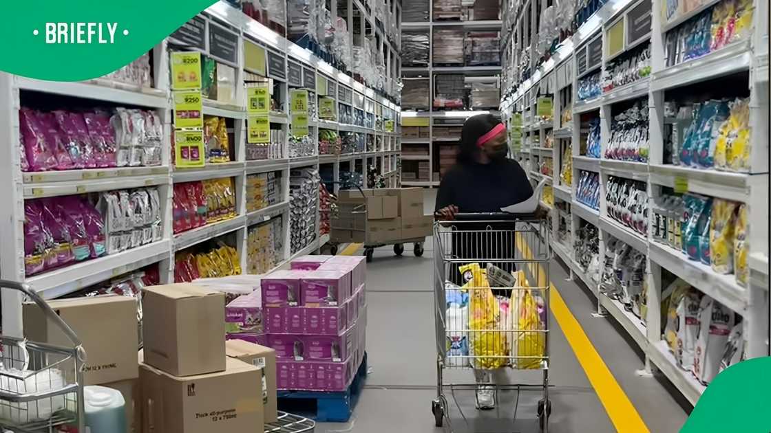 A TikTok photo of a woman doing grocery shopping