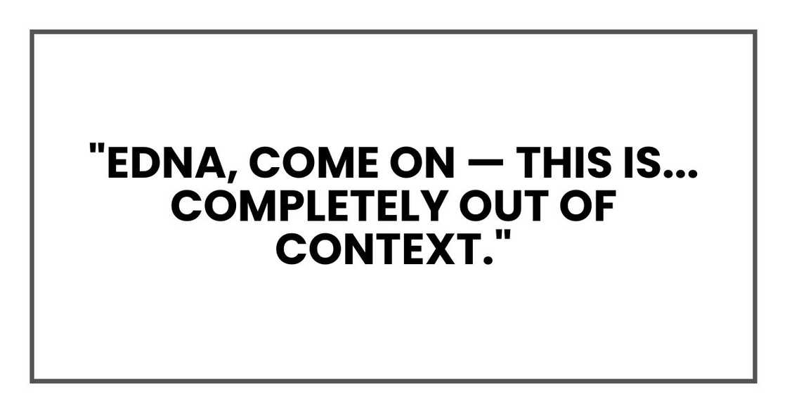 "Sharon, come on — this is... completely out of context." "Sharon, come on — this is... completely out of context."