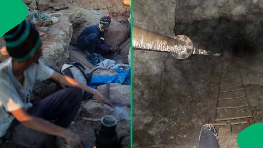 Illegal miners remain trapped in an abandoned mine shaft. Illegal miners remain trapped in an abandoned mine shaft.