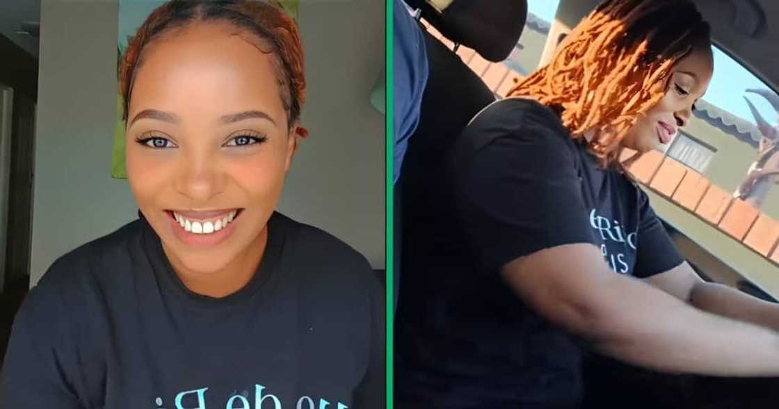 A TikTok video shows a makoti dressing up in the car before going to her in-laws. A TikTok video shows a makoti dressing up in the car before going to her in-laws.