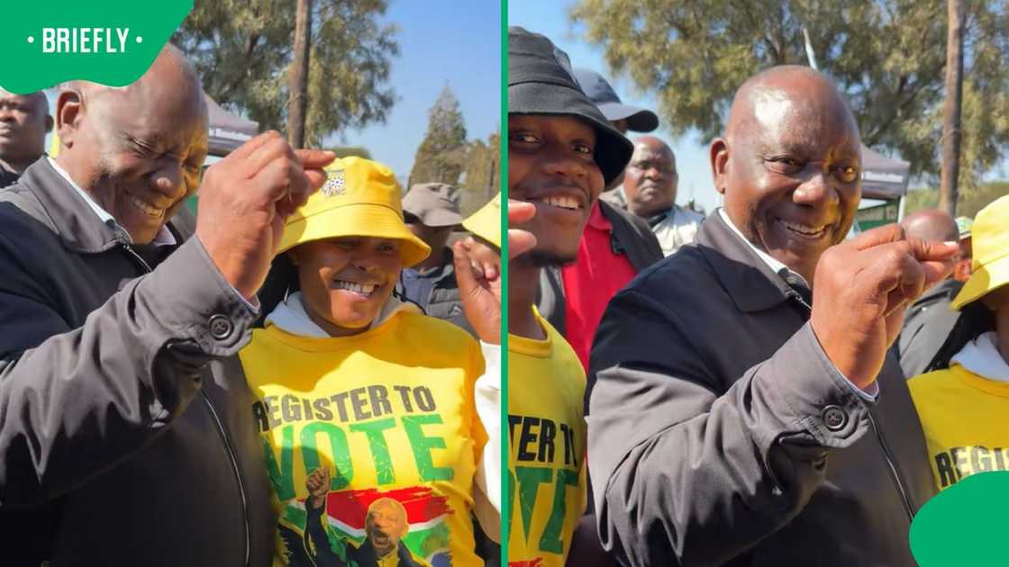 Ramaphosa on the right 'clocking it' with supporters Ramaphosa on the right 'clocking it' with supporters