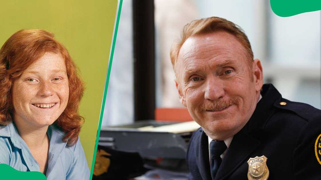 Danny Bonaduce smiling for the camera in 1973 (L). The retired on-screen star rocking a security guard attire (R)