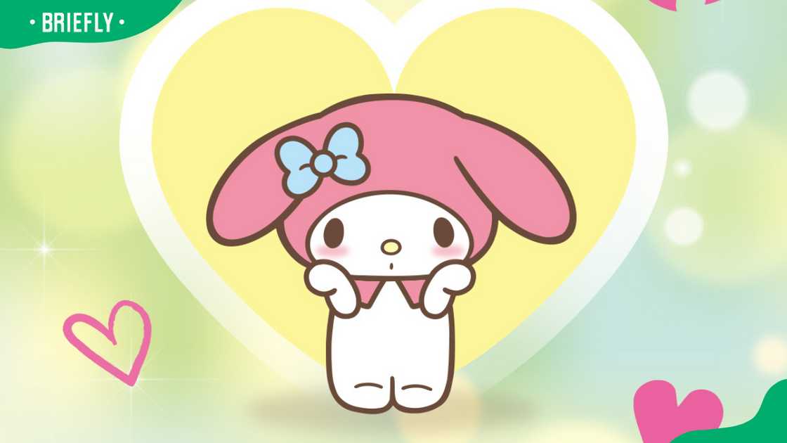 My Melody wearing a pink hood My Melody wearing a pink hood
