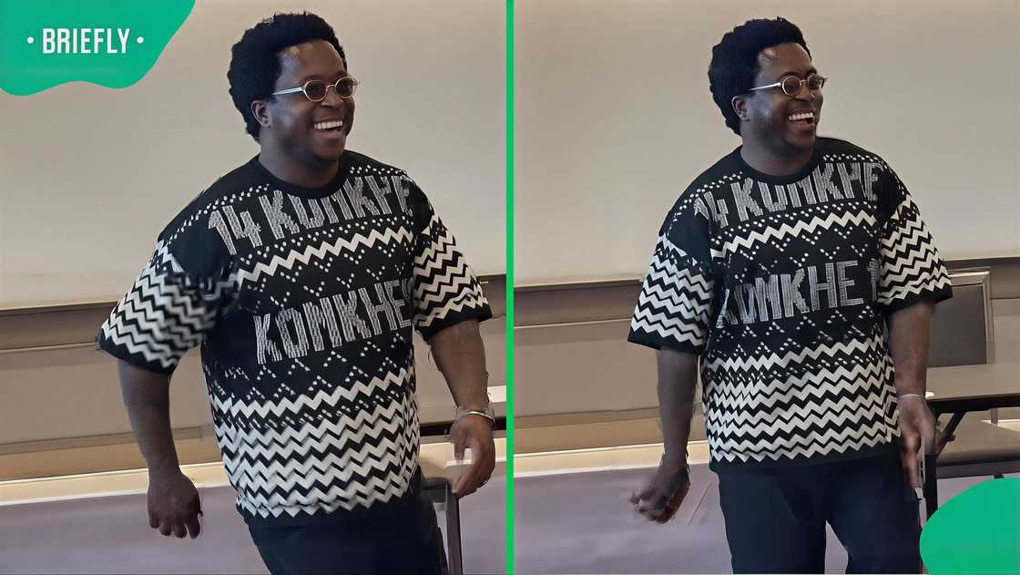 A man showed off his slick dance moves that resembled those of South African DJ and music producer Murdah Bongz. A man showed off his slick dance moves that resembled those of South African DJ and music producer Murdah Bongz.