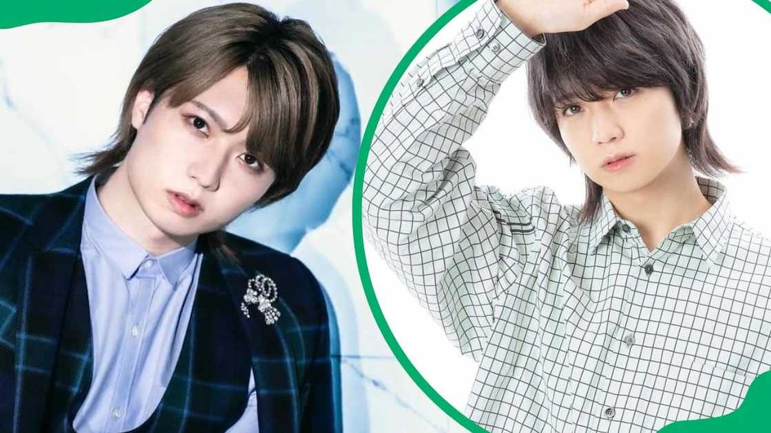 Yuya Hozumi wearing a blue shirt. The artist during a photoshoot. Yuya Hozumi wearing a blue shirt. The artist during a photoshoot.