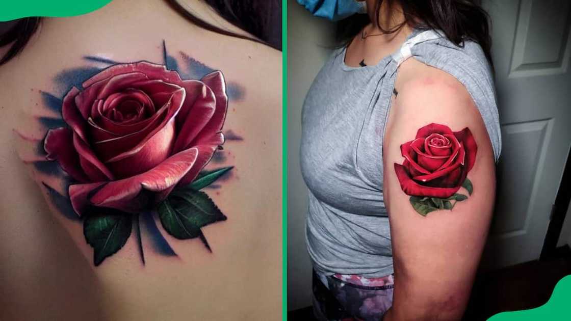 Realistic rose tattoo