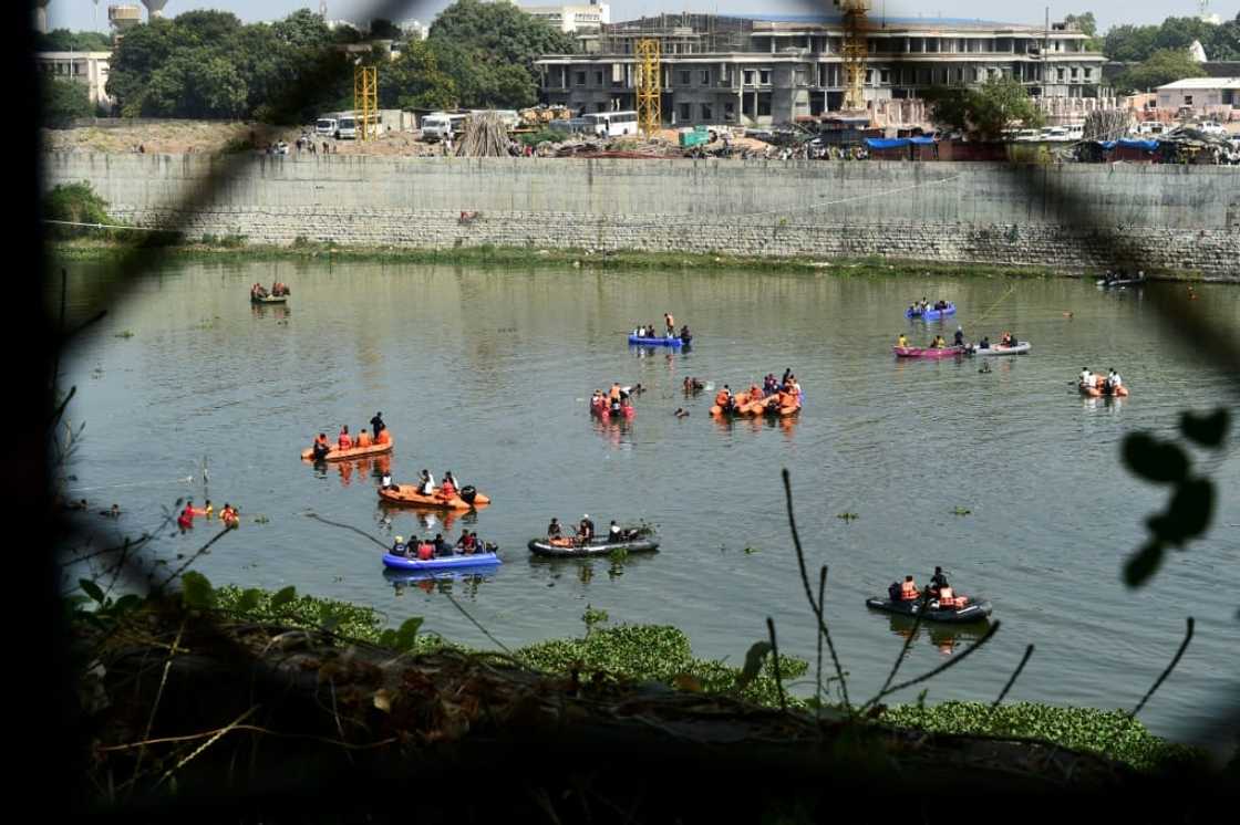 Rescue personnel conducted search operations through the night on Sunday and throughout the next day Rescue personnel conducted search operations through the night on Sunday and throughout the next day